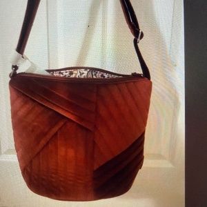 Vera Bradley velvet crossbody bucket bag purse raisen NWT